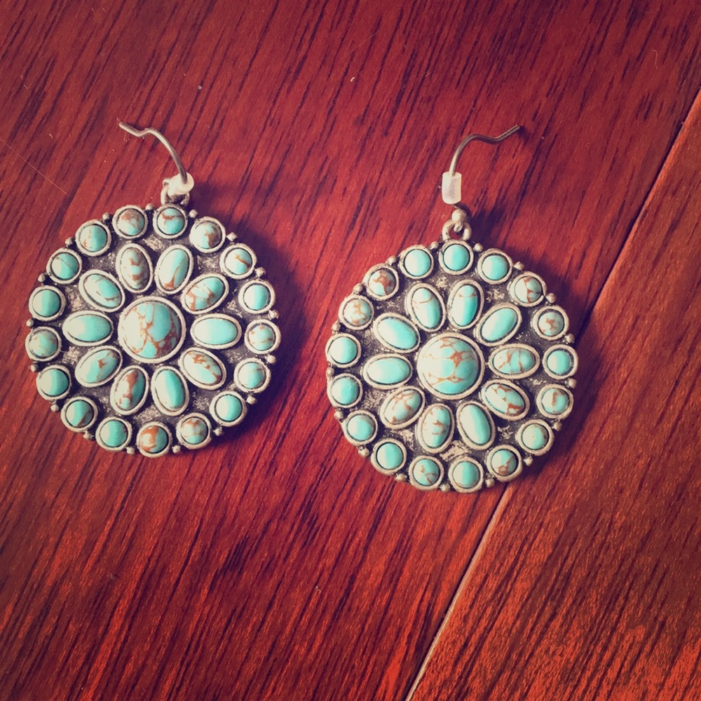 Lucky brand turquoise medallion earrings